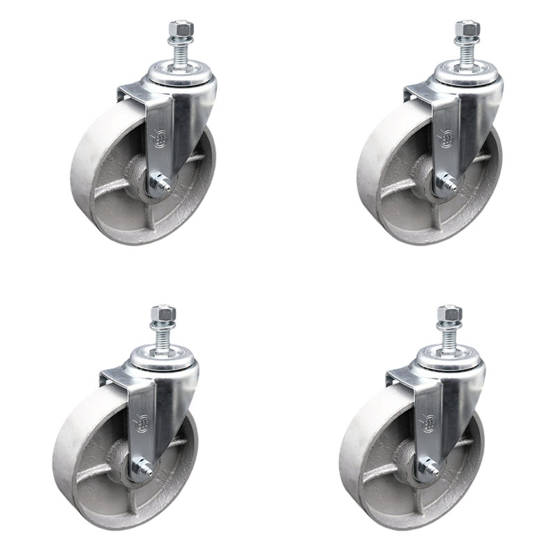 Ensemble de roulettes TS 4 avec roulement à rouleaux - roues de 5 po et tiges de 1/2 po - 2 avec BRK