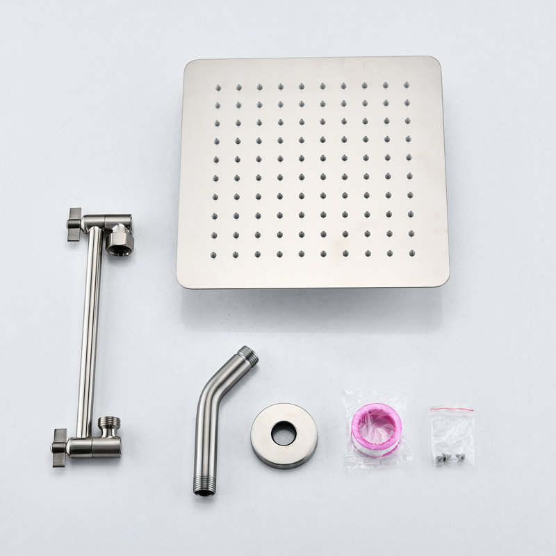Brushed Nickel 10" Stainless Steel Shower Head - Rainfall With High , Self-cleaning, Adjustable Arm Wall Mount, Nozzle Scaling Prevention Advantage Square In & , Installation, Protection Quality
