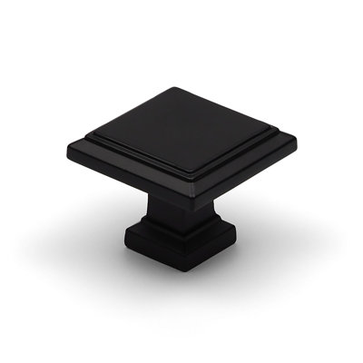32mm Matt Black Square Knob