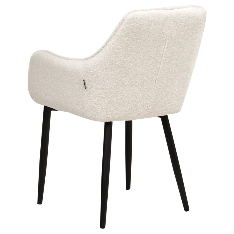 Set of 2 Dining Chairs Alden Boucle, White
