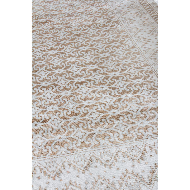 Antique Weave Bamboo hand-knotted Bamboo Silk Beige Area Rug, 10'X14'