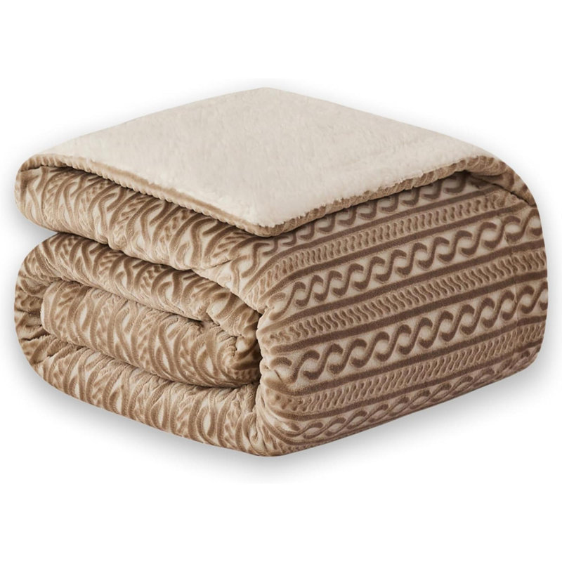 Fleece Twin 3D Jacquard Chain Taupe, Taupe