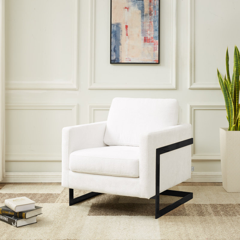 Chaise avec accoudoirs Donnalou, Boucle blanc