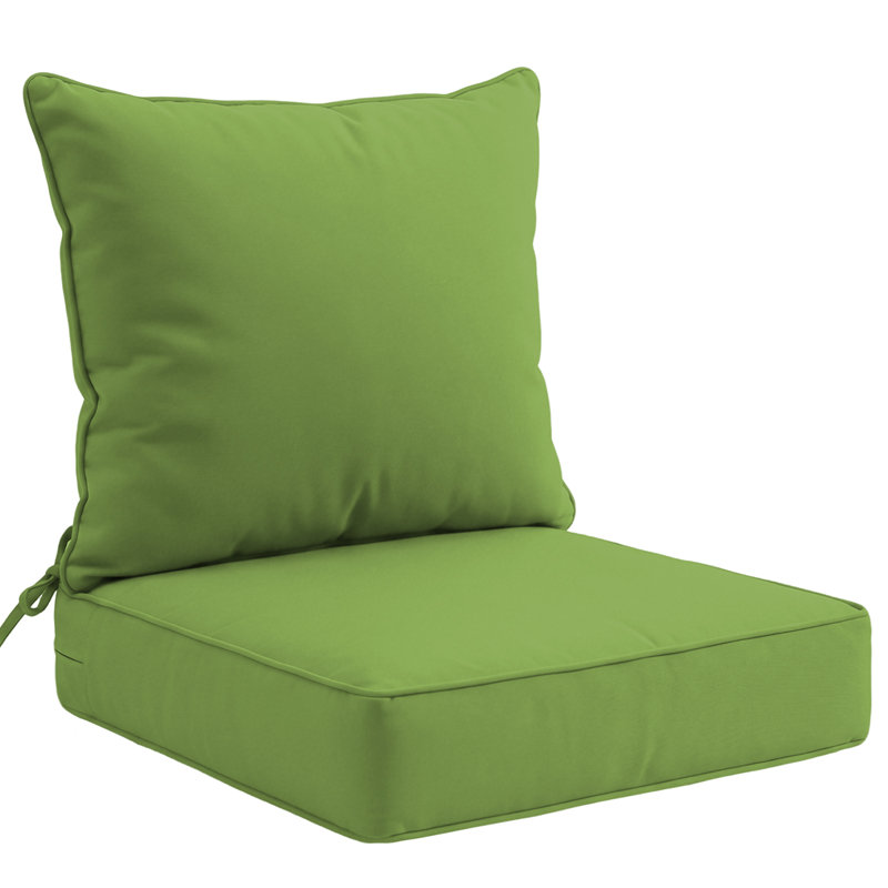 Indoor/Outdoor 5" Thick Deep Seating Cushion Set Seat/Back Cushion for Chairs Loveseats Sofas, Green
