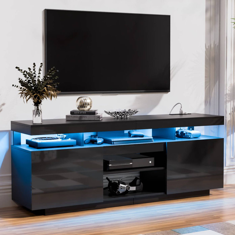 Braderick 63.78'' TV Stand for TVs up to 70", Modern Media Console with Outlet and RGB LED Light