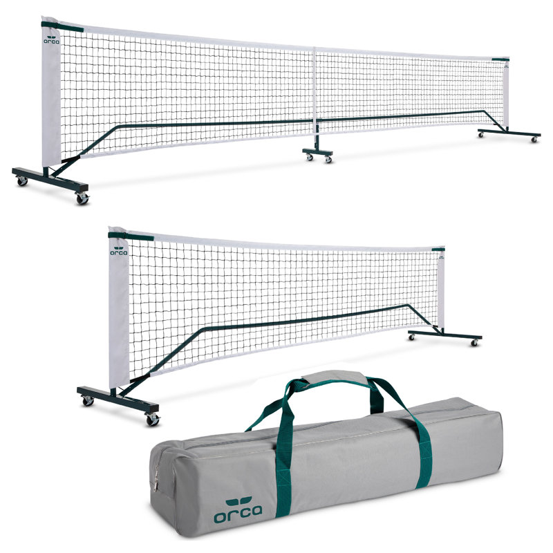 Orca 2-in-1 Pickleball Net 22-ft Full Court and 11-ft Half Court Net Set with Locking Wheels