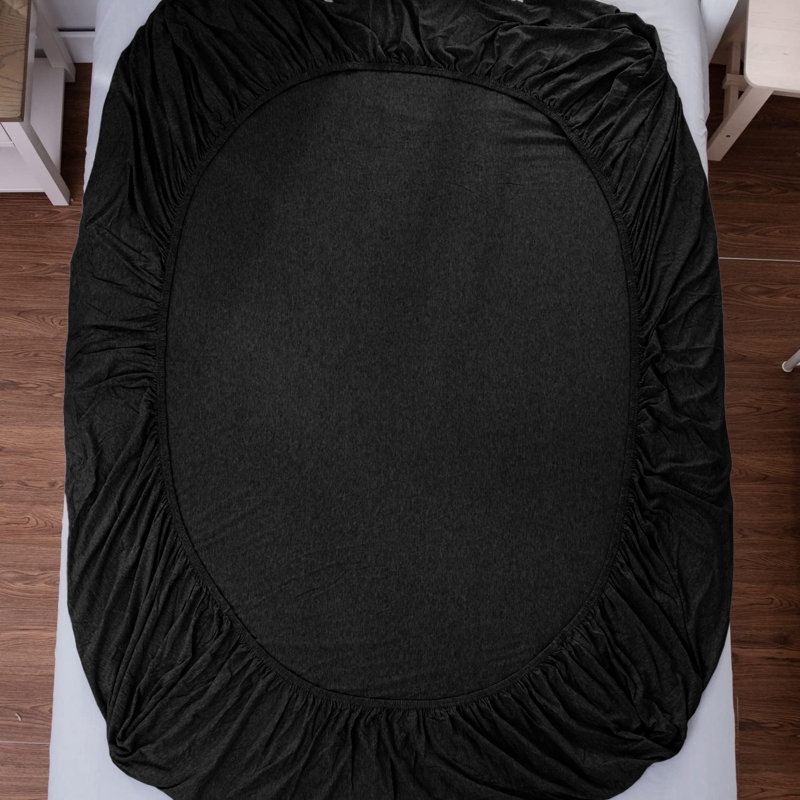 Jersey Knit Fitted Sheet, Black, Kingsize (5')