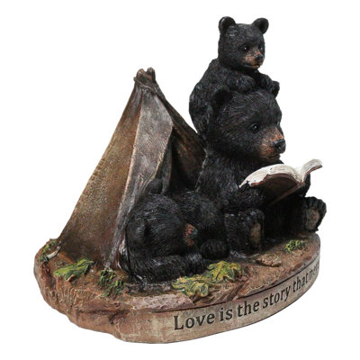 Bedtime Story Bear Family Camping Figurine Black Bears by Tent Forest Scene