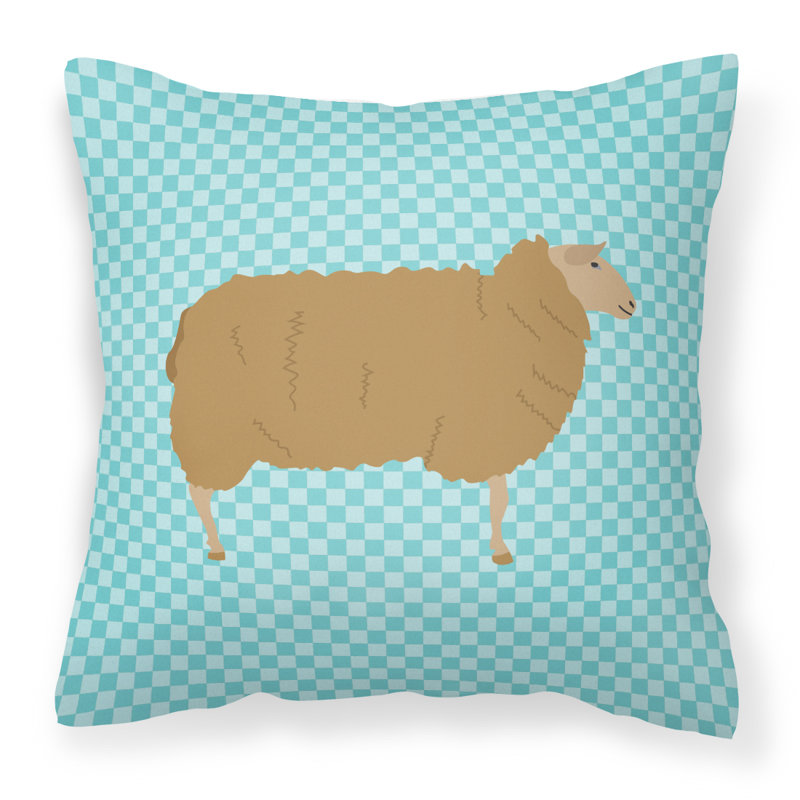 Coussin décoratif d’extérieur carré à damier ovin, Bleu, 18 po x 18 po