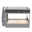 Lit superposé simple au-dessus de double avec tablettes, escalier de rangement et 2 tiroirs-644633916