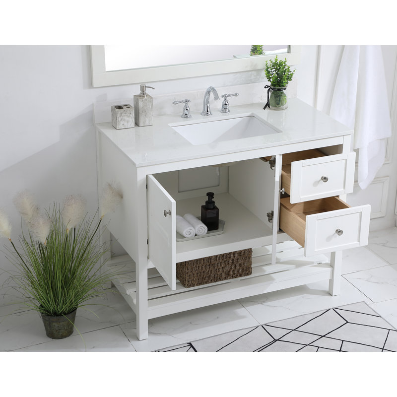 Krish 42'' Single Bathroom Vanity with Top, White