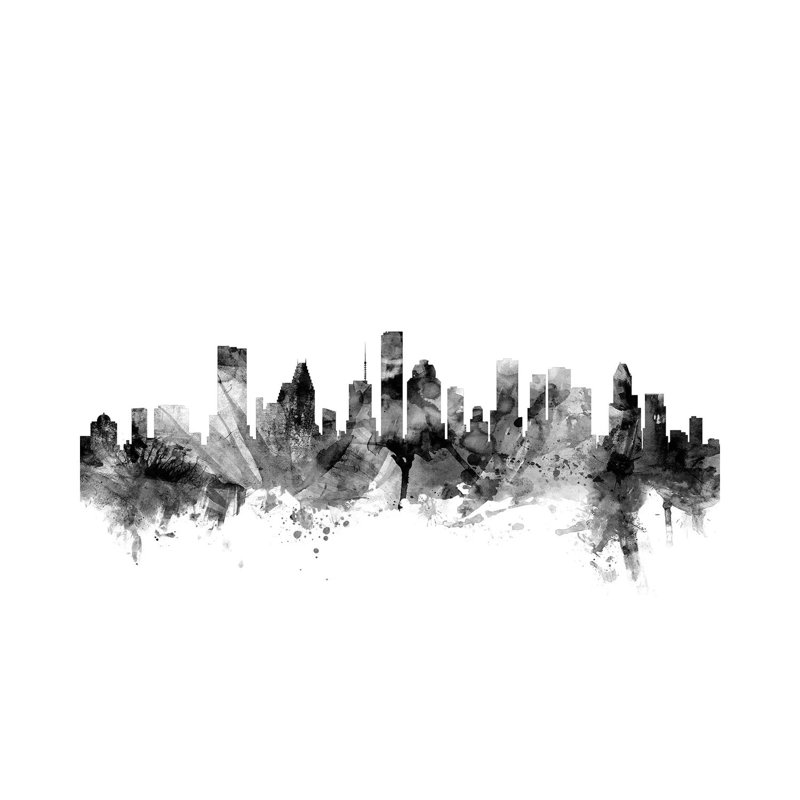 Houston, Texas In Black & White by Michael Tompsett - Wrapped Canvas Gallery-Wrapped Canvas Giclée