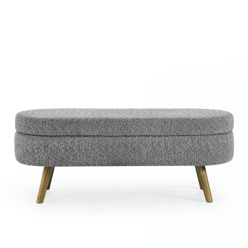 Ottoman Oval Storage Bench, Gray