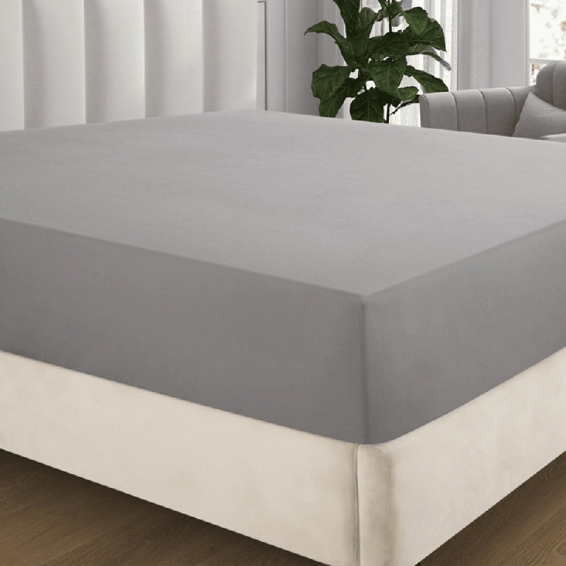 Angeliza Microfiber Standard Fitted Sheet, Grey, Super King (6')