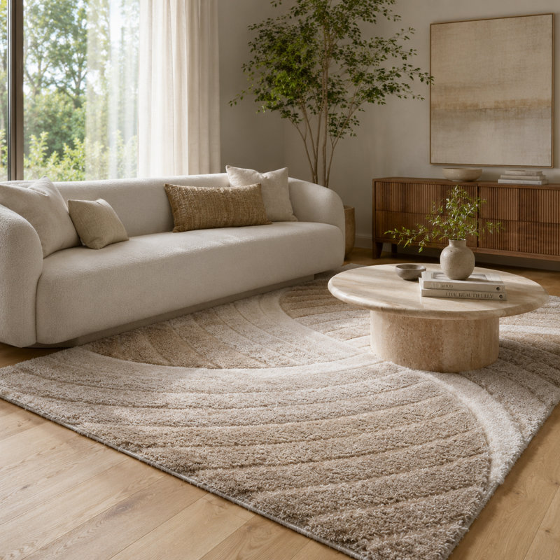 Tapis géométrique beige / rose Cobina, Rectangle 5'3" x 7'3"