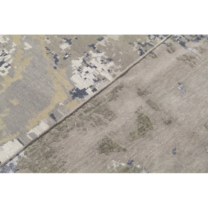 Hand-Knotted High-Quality Gray and Blue Area Rug