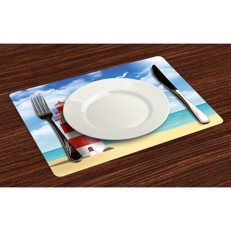 Keon Beach Lighthouse Seagulls Ocean Placemat