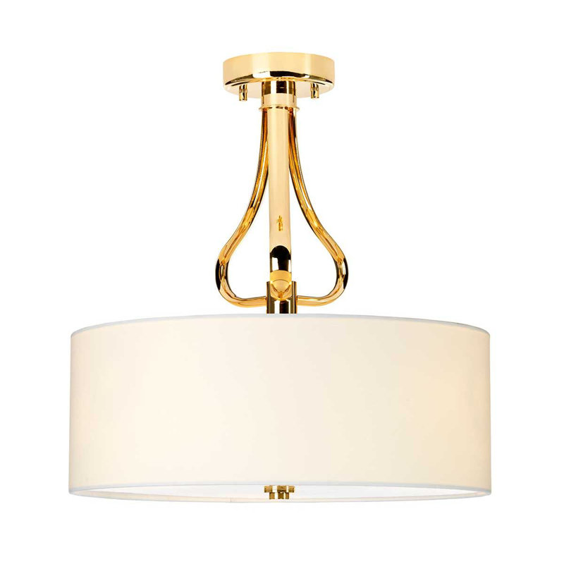 Partone Glass Semi Flush Mount, French Gold, White
