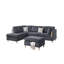 Ensemble de canapé modulaire réversible en chenille gris anthracite 3 pièces avec repose-pieds et coussins décoratifs