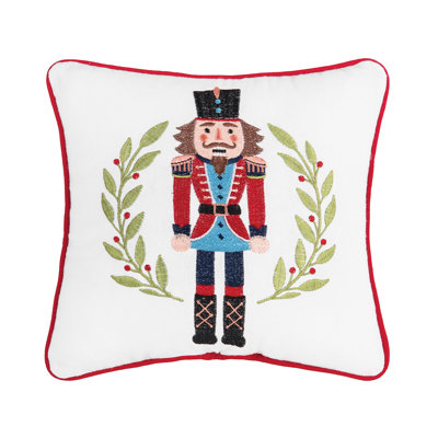 Nutcracker Wreath Embroidered Throw Pillow