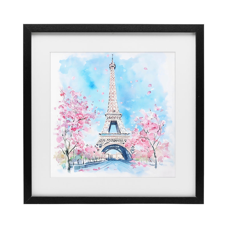 «Eiffel Tower Cherry Blossoms», reproduction encadrée sous verre, design by Creative Studio, H 16 po x l 16 po