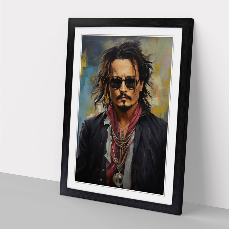 Johnny Depp Hard Edge Painting - Framed Print, Black Framed, 34cm H x 25cm W x 2cm D