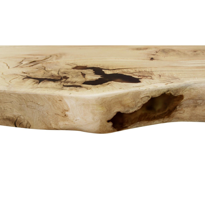 Oak Solid Wood Top Metal Base Dining Table