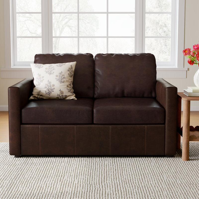 Savannah 58'' Leather Loveseat, Bistro Rustic Genuine Leather