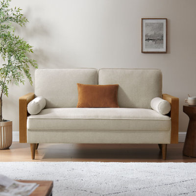 Kellan Performance Velvet Sofa In Walnut Alabaster