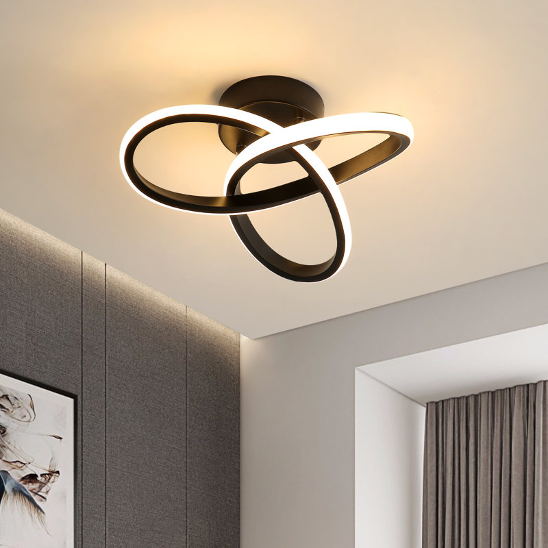 Kudolo 24cm LED Integrated Semi Flush Mount, Black