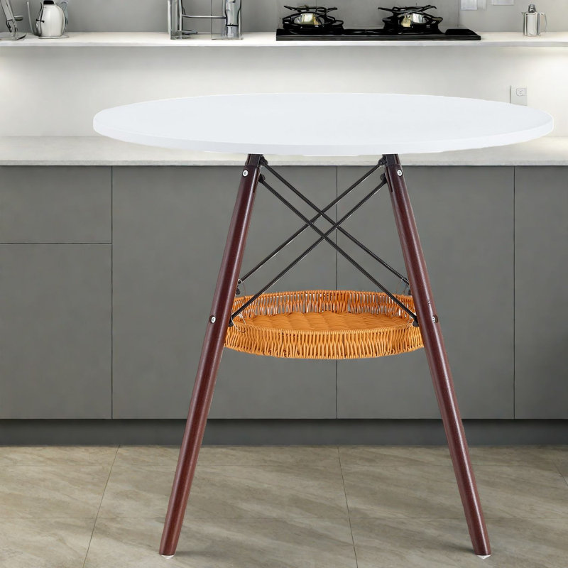Dining Tables (table Only, No Chairs, Complete With Top And Legs) With Storage, 31.5 Inch Mdf Wood Round Table, Modern Compact Home Kitchen Dining