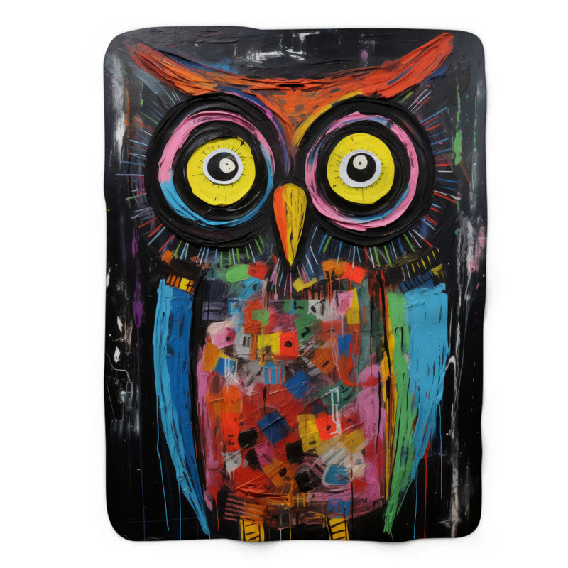 Artistic Fauna - couverture sherpa de qualité supérieure 1 pièce, Grand lit