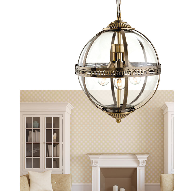 MAYFAIR 3 - Light Antique Brass Sphere Pendant