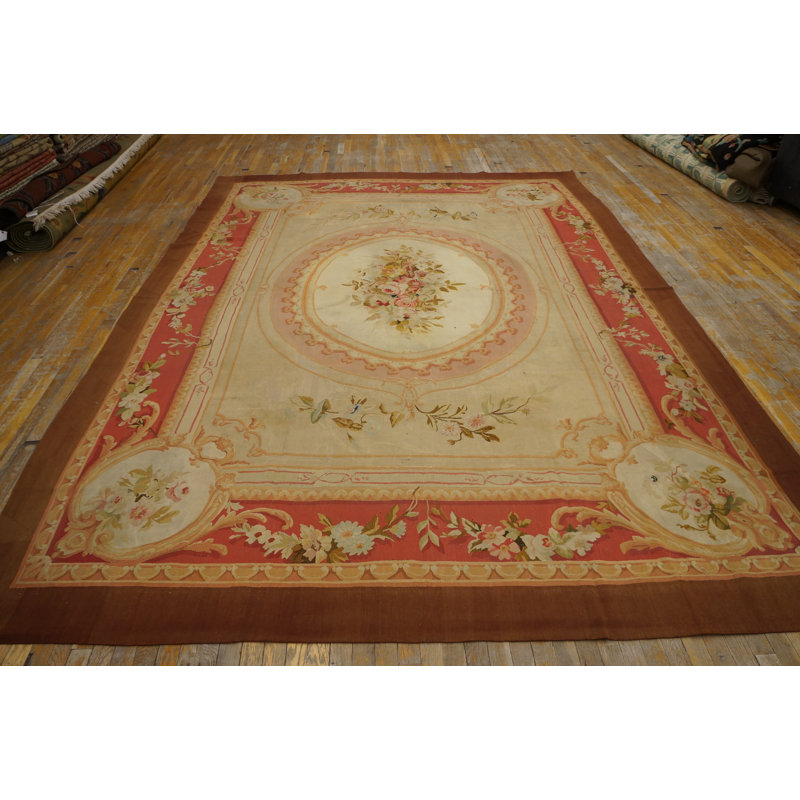 Antique Classic Floral Medallion French Aubusson Room Size Rug