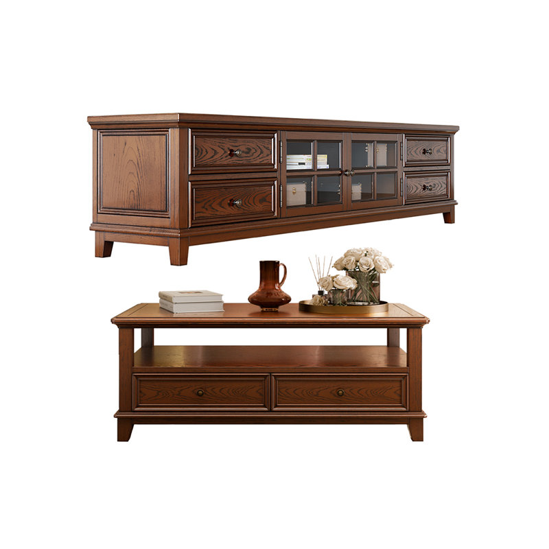 Classic style TV stand coffee table combination