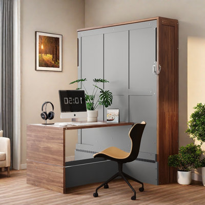 Lit escamotable double en L avec bureau