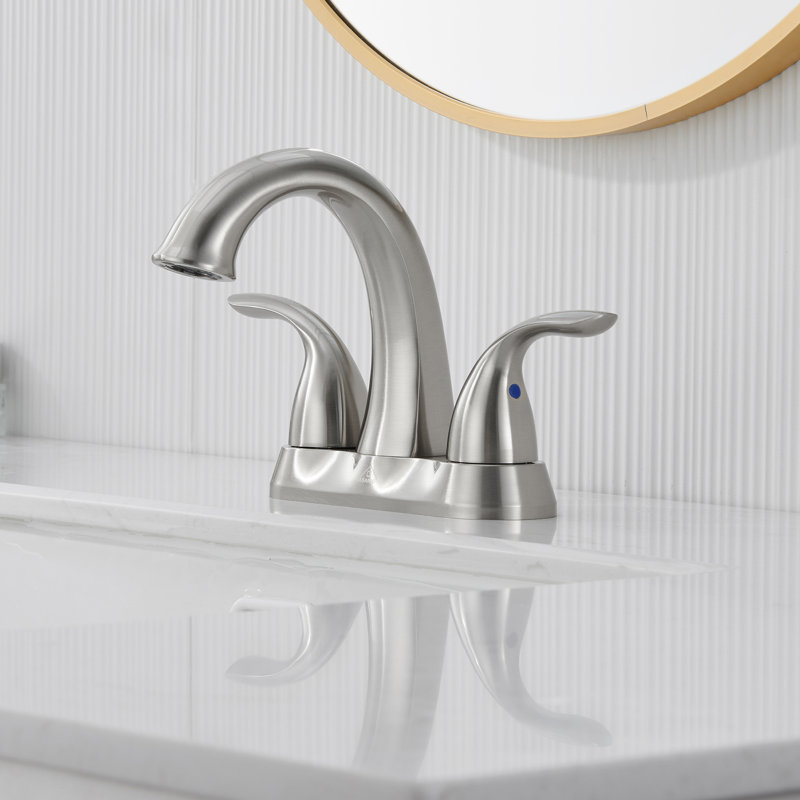 Brushed Nickel 2-Handle Centerset Bathroom Faucet with Pop-Up Drain