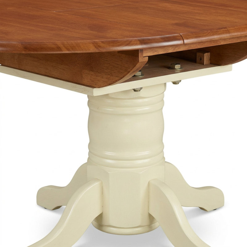 Ensemble de table et de chaises ovales en bois d'hévéa au fini cerisier babeurre avec rallonge papillon de 45 cm et 6 chaises