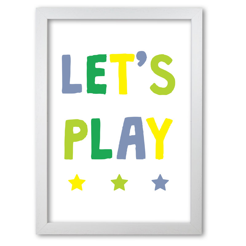 Let's Play - Print, 85 cm H x 60 cm W x 5 cm D, White Grain Frame