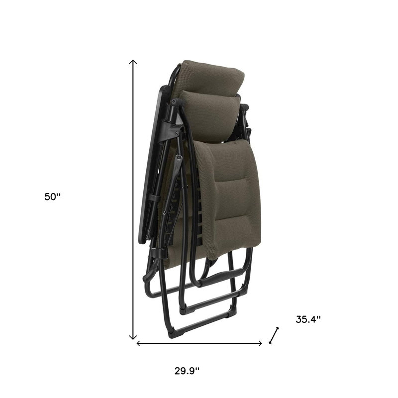 Gray and Black Steel Zero Gravity Lounger with Cushions and Arms