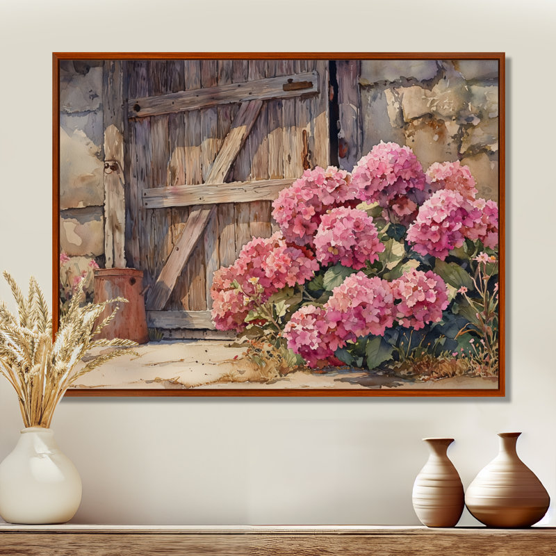 Isabea - Floral Wall Art, H 30 po x l 40 po, Brun, Impression encadrée flottante