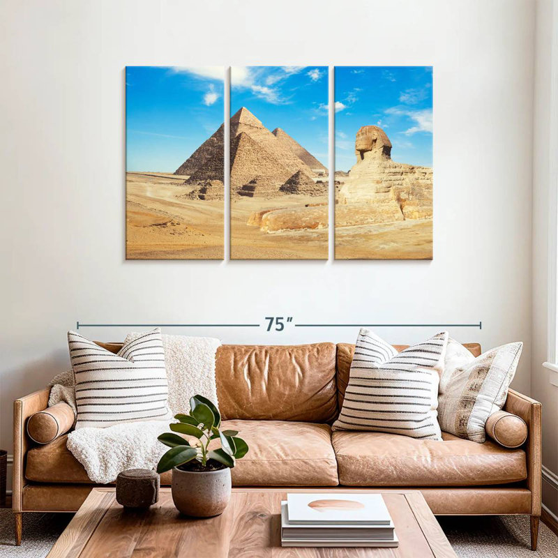 Adella, sphinx et pyramides de Gizeh, H 36 po x l 57 po
