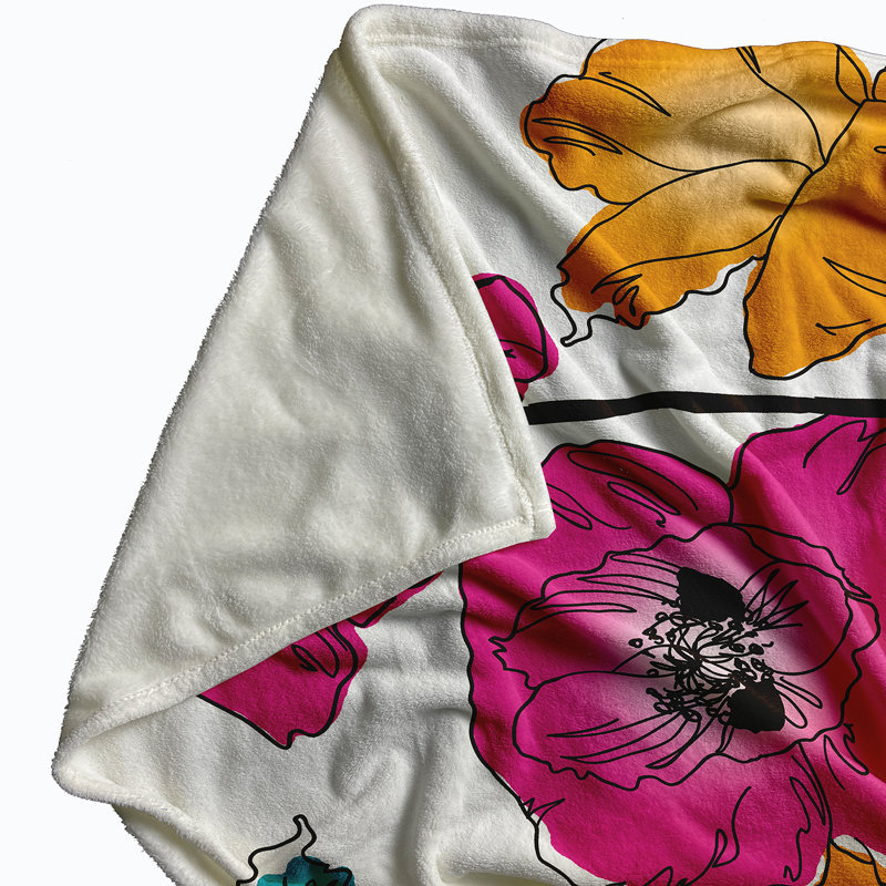 Couverture polaire Flora and Fauna, L 60 po x L 80 po, Rose