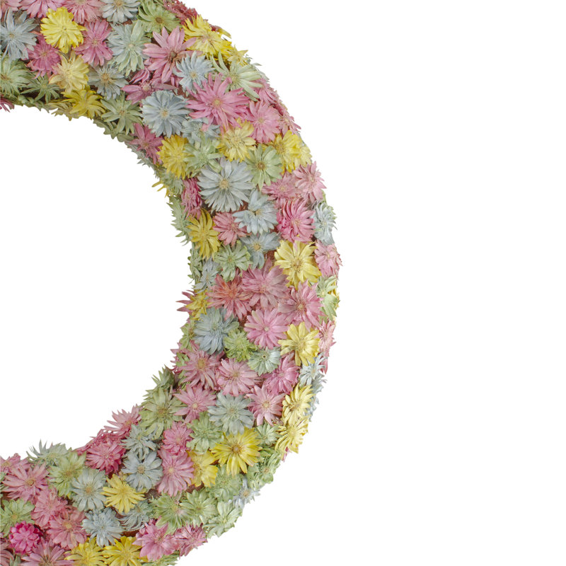 Multi-Coloured Daisy Artificial Spring Floral Wreath 10-Inch
