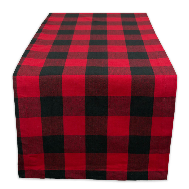 Wolsingham Gingham 100% Cotton Table Runner, Red, 108" L x 14" W