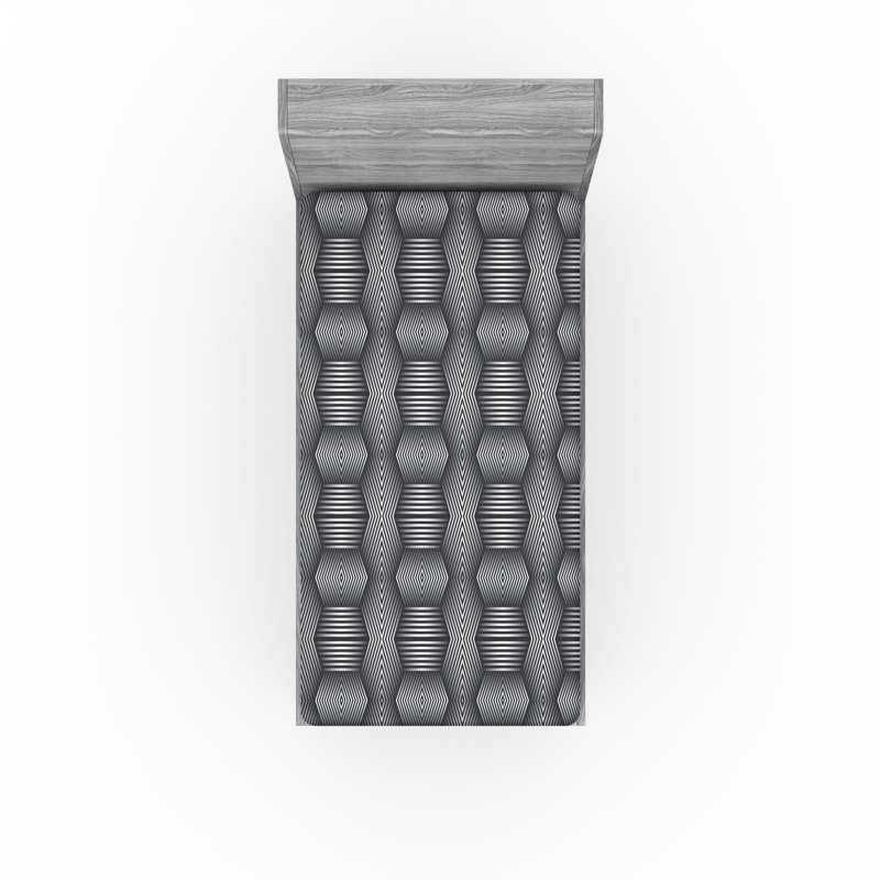 Drap-housse Ambesonne, Drap-housse simple TG, Gris anthracite, gris, blanc / chevron