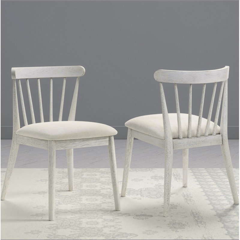 2-Piece Rustic Dining Side Chair Set, Solid Wood Frame, Farmhouse Design, Easy Assembly, White