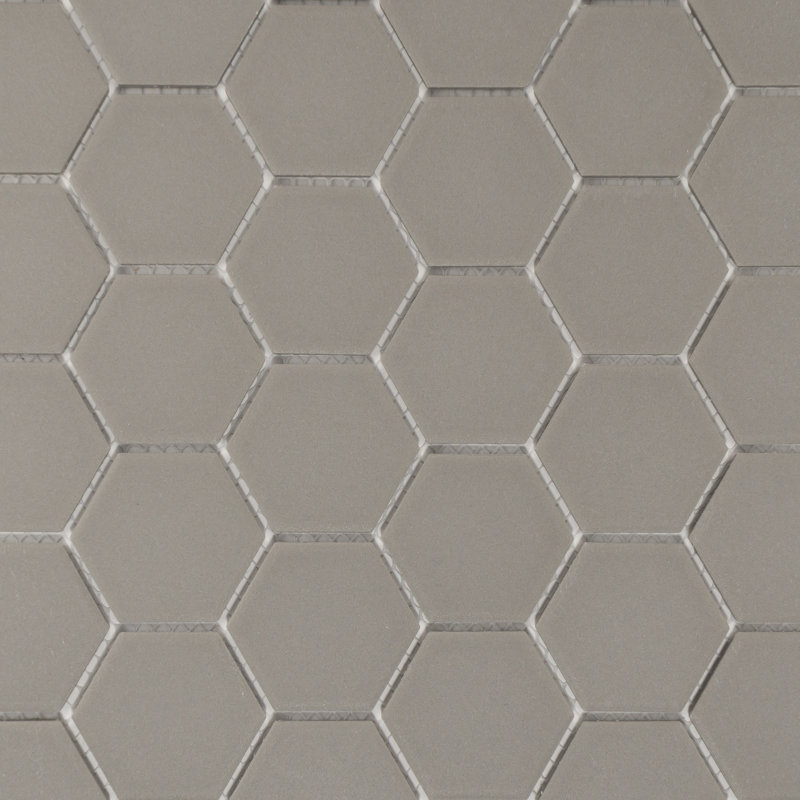 Sage 2" x 2" Hexagon Porcelain Matte Mosaic Tile, Light Gray