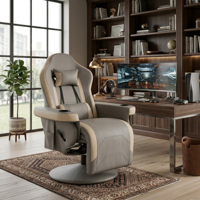 Fauteuil inclinable en polyuréthane pivotant à 360 °, inclinable à 135 °, repose-pieds réglable pour le salon