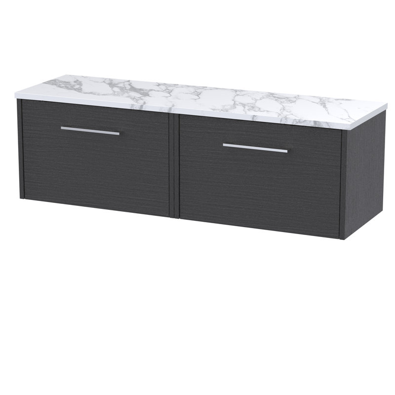 Juno 120.5cm Double Bathroom Vanity Base Only, Graphite Grey Woodgrain